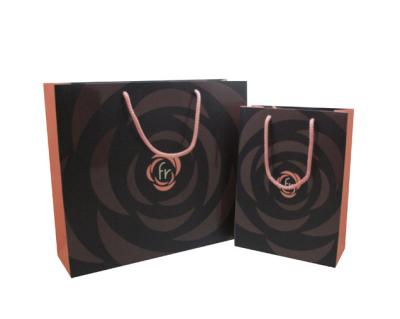 China Recyclable Custom Personalized Printed Gold Foil With Your Own Logo Luxury Black Gift Shopping Paper Bags for sale