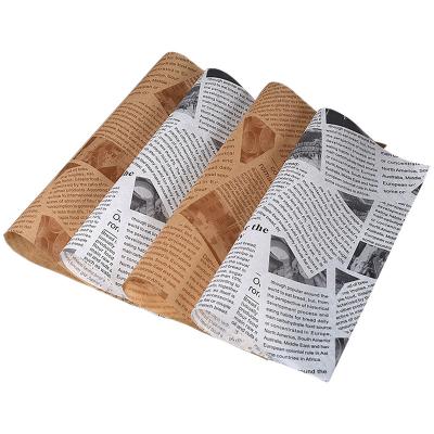 China Custom Printing Greaseproof French Fries Fried Chicken Meat Roll Paper Sandwich Food Grade Oil Absorbent Resist Paper Wrapping Paper for sale