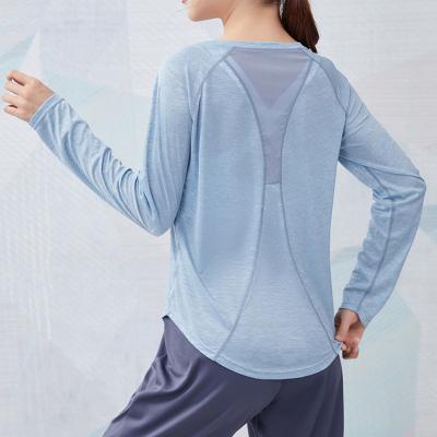 China New Design Fashionable Casual Ladies Breathable Long Sleeve Tops Logo Loose Running Gym Shirt Custom Made Women Quick Dry Workout Yoga T-shirts for sale