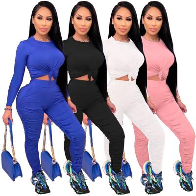 China QUICK DRY Pile of European pants and African American fashion solid color casual two-piece suit plus size suit for sale