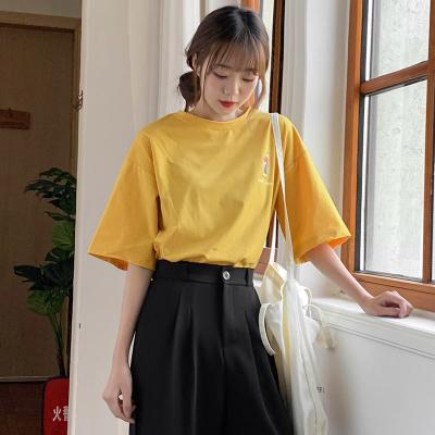 China Loose and thin Korean version of the new 2020 summer t-shirt female short-sleeved t-shirt turmeric turmeric QUICK-DRY female half-sleeved T-shirt for sale