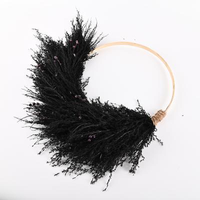 China Reed Pampas Grass Wreath Flowers black decorative artificial non-toxic non-toxic Easter Autumn Thanksgiving for sale