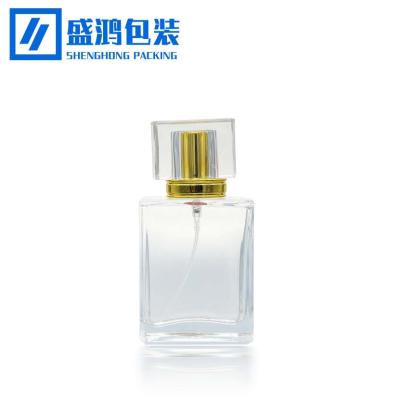 China Non Spill 15mm Gold Top Cap Quality Anodized Aluminum Cosmetic Mist Pump Sprayer And Rectangular Glass Bottle for sale