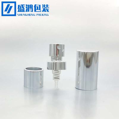 China Non Puddle Silver High Quality 16.3mm Anodized Aluminum Mist Sprayer Pump With Cylindrical Cover For Perfume Bottle for sale