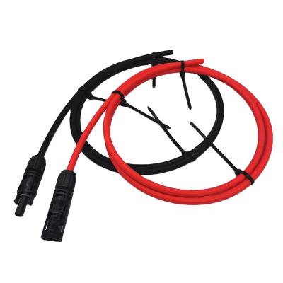 China Solar Power System 1500v PV Cable 4 Mm Solar Panel 10AWG Extension Cable Twin IP68 Red Black PV Female And Male Connector for sale