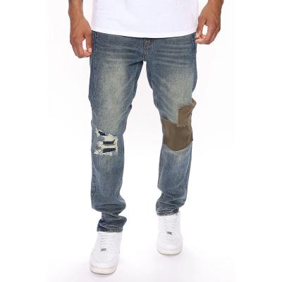 China Custom made high quality casual long straight legs QUICK DRY expected mid ripped washed fashionable jeans for men for sale