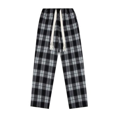 China Latest Style Anti-Wrinkle Plaid Straight Leg Long Drawstring Single Waist Pants Men for sale