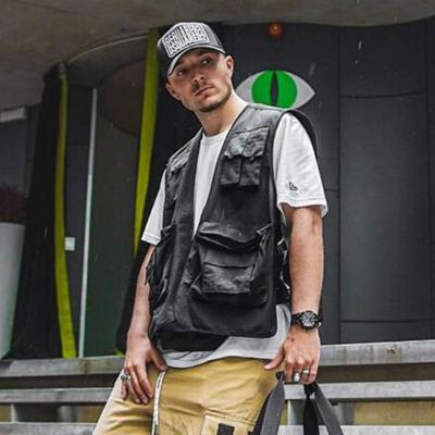 China QUICK DRY custom print logo men work cargo photographer black utility vest for sale