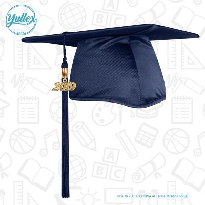 China 100%Polyester America High School Navy Shiny Graduation Hat And Tassel for sale