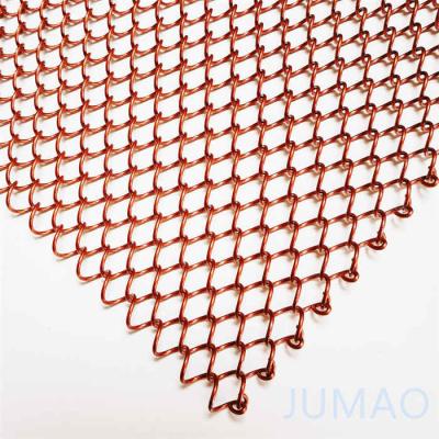 China Red Coil Metal Mesh Curtains Chainmail Fireplace Screen Drapery for sale