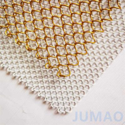 China Luxurious Gold Roll Up Metal Mesh Curtains With Diamond Holes for sale