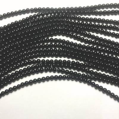 China Bracelet Necklace Natural Black Agate Smooth Round Loose Beads For Jewelry Making Bracelet Necklace for sale