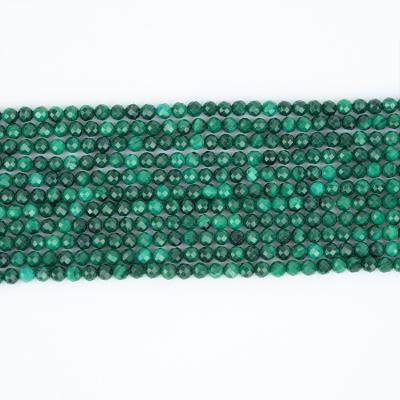 China Trendy Natural Gemstone 2MM 3mm 4mm Faceted Malachite Cut Smooth Round Stone Loose Beads Jewelry Making for sale