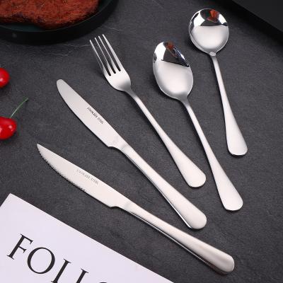 China Sustainable Factory Custom 410 Fork Spoon Knife Set Silver Stainless Steel Cutlery Set Restaurant Cutlery for sale