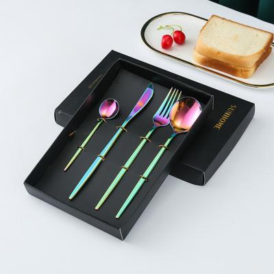 China Amazon Best Viable Selling Knife Fork Spoon 4 Pieces Cutlery Set Stainless Steel Flatware Set With Box for sale