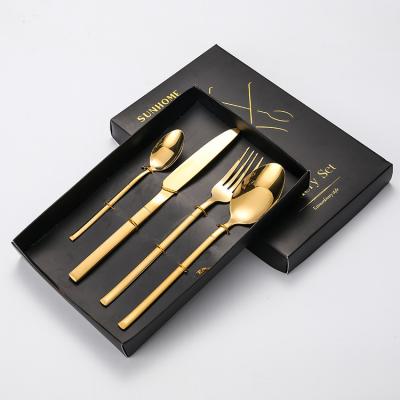 China Restaurant Stainless Steel Sustainable Wedding Luxury Banquet 4 Piece Gold Flatware Stainless Steel Cutlery Set for sale