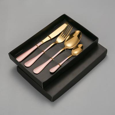 China Amazon Stainless Steel Viable Hot Selling Black Flatware Cutlery Set Black Flatware Knife Spoon Fork Set for sale