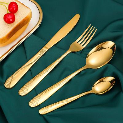 China 4 Pcs Sustainable Luxury Royal Gold Restaurant Flatware Stainless Steel Metal Gold Flatware Sets For Wedding for sale