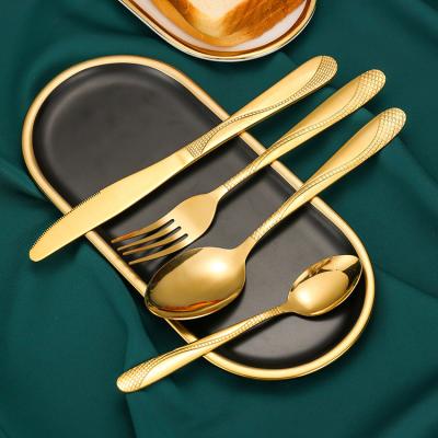 China Wholesale Stainless Steel 4pcs Viable Wedding Maker Reusable Spoon and Fork Gold Cutlery Set for sale