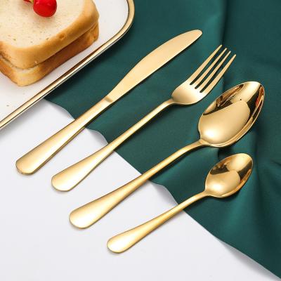 China Viable Wholesale 4pcs Gold Flatware Stainless Steel Spoon Forks and Knife Cutlery Set for sale