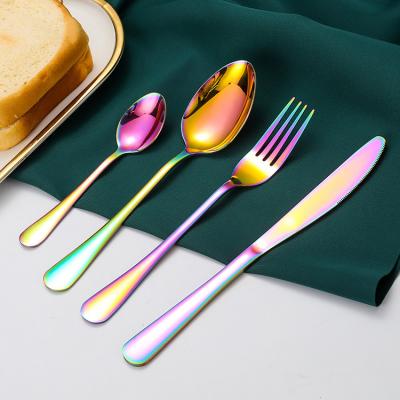 China Sustainable Luxury Gold Knife Fork Spoon Set Wedding Stainless Steel Cutlery Set With Gift Box for sale