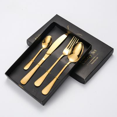 China Sustainable Stainless Steel Flatware Dinner Fork Spoon Knife 4 Piece Cutlery Set For Hotel Restaurant for sale