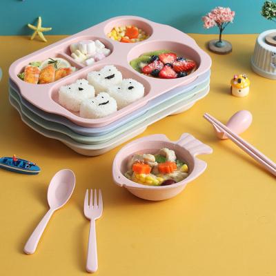 China 100% Viable Food Grade Student Dish Wheat Straw Tableware Kindergarten Food Extra Sets for sale