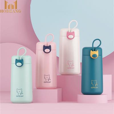 China 2022 New Design Mini Stainless Steel Students Water Bottle Pink Cat Pattern Vacuum Stocked Thermos for sale