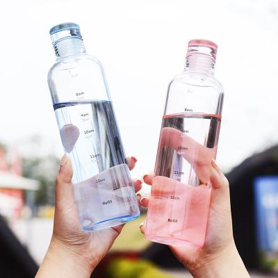 China Hot Selling Stocked High Borosilicate Gradient Glass Water Bottle With Time Marker for sale