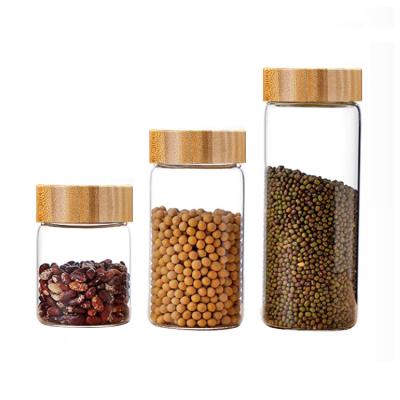 China Hot-selling Lid Kitchen Sustainable Bamboo Seal Storage Glass Jar for sale