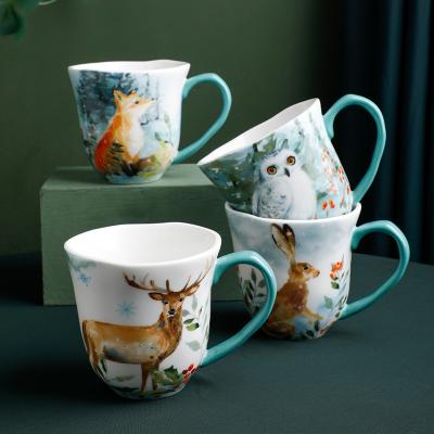 China Creative Hot Selling Forest Ceramic Mug Ins Home Office Animal Cute Coffee Mug CREATIVE for sale