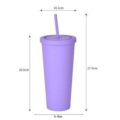 China Double Layer Sustainable Outdoor Plastic Frosted Straw Cup With Lid for sale