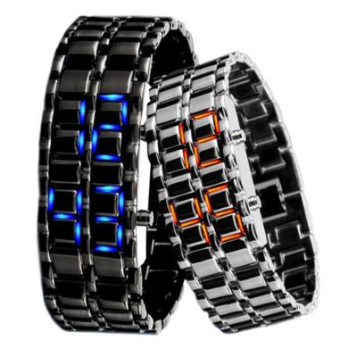 China Electronic Watch Reloj Date Lava Black Rose Gold Couple Lava Metal Red Blue LED Luminous Watch Automatic Luminous Sports Wristwatch for sale