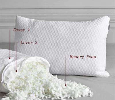 China Anti-Snore Bed Pillow Washable Bamboo Pillow Cover For Back And Side Sleepers Shredded Memory Foam Pillow for sale