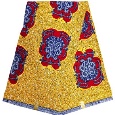 China New Wax Pattern Yellow Abstract Floral Ankara Print Fabric Wholesale Tear-resistant African Fabric 100% Cotton Print For Dress for sale