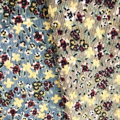 China Blackout Print Corduroy Upholstery Fabric 100% Polyester Woven Floral Print No Stretch Corduroy Apparel Fabric for sale