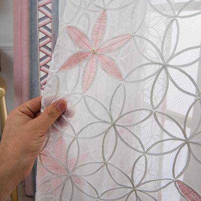 China Blackout Flower Window Screen Curtain Factory Embroidered White Finished Finished Screen Window for sale