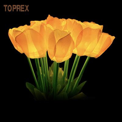 China Regular Shine TOPREX DECOR Outdoor Event Wedding Flower Lights Gold Color Led Tulip Flower Wholesale for sale