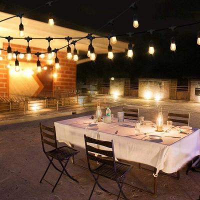 China 5M/10M/20M/Customized 48FT 15PCS Suspended Sockets with S14 LED Filament Outdoor Edison Bulb Patio Festoon Belt String Light for Outdoor Party for sale