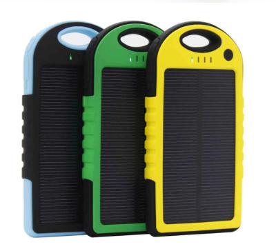 China Solar Panel Battery Bank 5000mAh Mobile Phone External Backup Outdoor Battery Charger Support Fast Portable Solar Charger With LED for sale