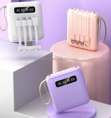 China Gift Power Bank 10000mAh 20000mAh Customized Clean Line Mobile Charging 4 Wire Power Banks for sale