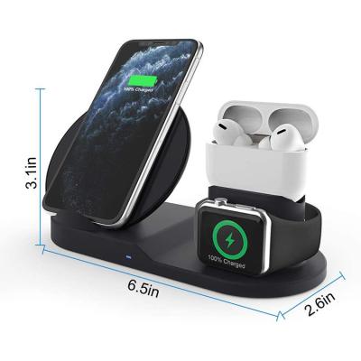 China UniversalÂ   2021 3 in 1 wireless charging stand for iPhone 12 pro Airpods iwatch 10W Qi fast charger dock station for sale