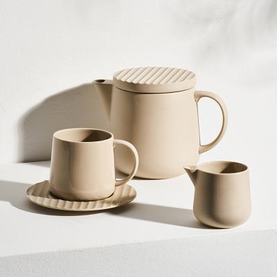 China Nordic Coffee and Tea Set Drinkware Matte Clay Ceramic Teapot Cup Set Viable Hot Sale Household for sale