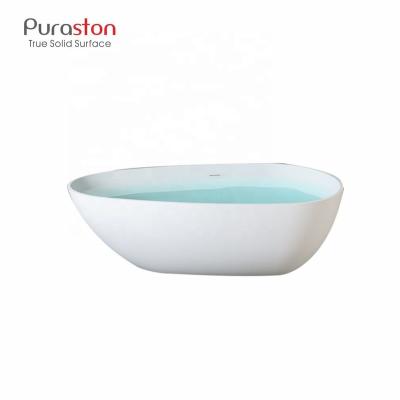 China Cheap 1.7m Solid Surface Matte White Bathtub Puraston Freestanding Bathtub Small Size For Sale for sale