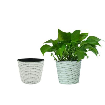 China Wholesale Minimalist Econo Custom Printed Fake Decorative White Plastic Flower Pots For Decoration Living Room In Bulk for sale