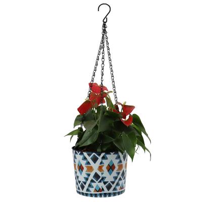 China Econo 7inch Basket Flower Pot Modern Hanging Flower Pots Wall Cheap Outdoor Planters Hanging Plants Flower Pots for sale