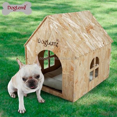 China Sustainable Pet House Eco-Friendly Nature Wooden Dog Cat House Cave Bed for sale