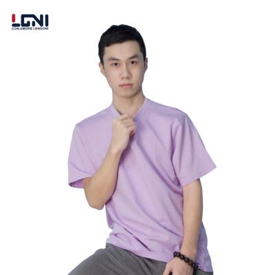 China High Quality Vintage Mens Anti-Wrinkle LENGONI Street Drop Casual Shoulder 260 Gsm 100% Cotton Print Blank T-shirt Custom T-shirt for sale