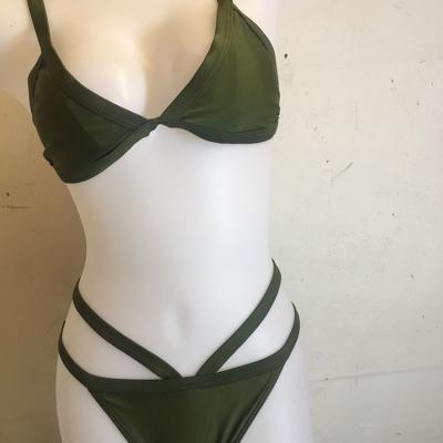 China Army Green Anti-UV Women Style Fashion Bikini Adjustable Backless Bandage Push Up for sale