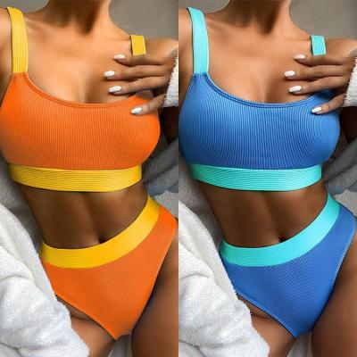 China 2020 New Design Women Anti-UV Patchwork High Waist Flexible Elastic Bikini for sale